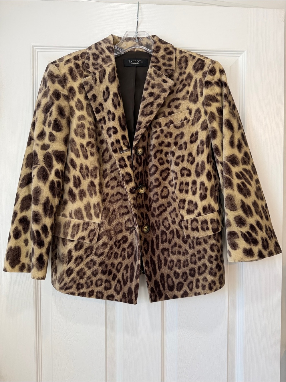 Talbots Leopard Print Blazer in Brown and Cream